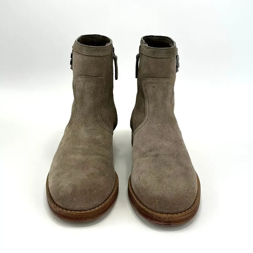 Tory Burch Eloise Women Tan Flat Bootie Sz 7M Suede Leather Low Heel Ankle Boot